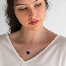 Load image into Gallery viewer, 925 Sterling Silver Natural Lapis Necklace - 14mm Blue Lapis Lazuli Round Gemstone Pendant, December Birthstone Birthday Present - Unique Handmade Artisan Jewelry, Vintage Style Gift for Women