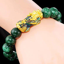 Load image into Gallery viewer, Exquisite Natural Sapphire Bracelet Jade Sand Gold Color PIXIU Bracelet Green Agate Bracelet Jade Bracelet Men s Good Luck Bracelet
