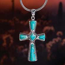 Load image into Gallery viewer, Stauer - Women's Mission Turquoise Cross Pendant (3 2/5 ctw) & Chain