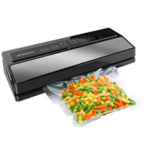 Load image into Gallery viewer, GERYON Vacuum Sealer Machine, Automatic Food Sealer for Food Savers w/Starter Kit|Led Indicator Lights|Easy to Clean|Dry & Moist Food Modes| Compact Design (Silver)