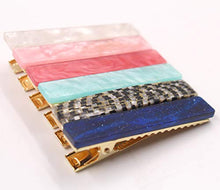 Load image into Gallery viewer, 20 Pieces Acrylic Resin Hair Barrettes Gold Duckbill Totoise Clips Pearl Hair Barrettes Fashion Geometric Alligator Hair Clips for Women and Youngster Ladies Hair Accessories