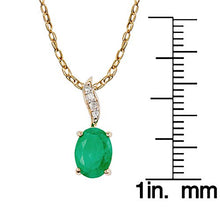 Load image into Gallery viewer, 10k Yellow Gold Genuine Oval Emerald and Diamond Pendant Necklace