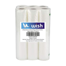 Load image into Gallery viewer, WISH Vacuum Sealer Bags Food Storage Rolls (6 Rolls), 11 Inch X 16 Feet Fit Inside Machine Heavy Duty Embossed Food Storage Saver Bags Rolls Compatible with Sous Vide and FoodSaver (Total 100 Feet)