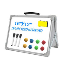 Load image into Gallery viewer, Small Dry Erase White Board,16X12Inches Portable Double-Sided Magnetic Foldable Desktop Whiteboard Easel for Kids&Home,Classroom,Office-White