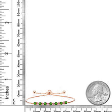 Load image into Gallery viewer, Gem Stone King 1.10 Ct Green Simulated Tsavorite Pink Lab Grown Diamond 18K Rose Gold Plated Silver Bracelet