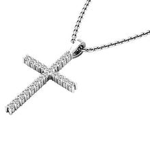 Load image into Gallery viewer, 0.30 Carat (ctw) Round White Diamond Ladies Cross Pendant 1/3 CT (Silver Chain Included), 14K White Gold