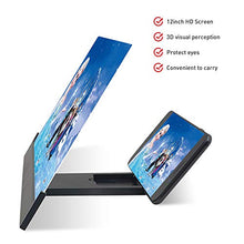 Load image into Gallery viewer, Phone Amplifier - 12'' 3D HD Phone Amplifier Screen, Phone Screen Magnifier Projector with Foldable Holder Stand for iPhone and Android Smartphones, Phone Screen Enlarger for Videos,Movies and Gaming