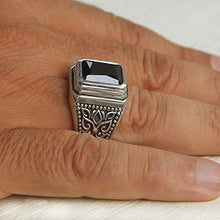 Load image into Gallery viewer, Onyx Signet Solid 925 Sterling Silver Men Ring - Made in Thailand – 11