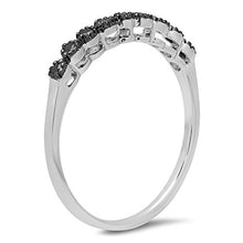 Load image into Gallery viewer, Dazzlingrock Collection 0.20 Carat (ctw) Sterling Silver Round Black Real Diamond Wedding Anniversary Band 1/5 CT, Size 7