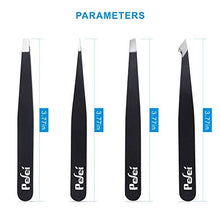 Load image into Gallery viewer, Pefei Tweezers Set - Professional Stainless Steel Tweezers for Eyebrows - Great Precision for Facial Hair, Splinter and Ingrown Hair Removal (Black)