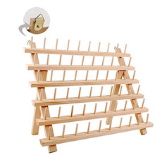 Load image into Gallery viewer, NW Wooden Thread Holder Sewing and Embroidery Thread Rack and Organizer Thread Rack for Sewing with Hanging Hooks(60-Spool)
