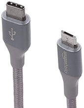 Load image into Gallery viewer, Amazon Basics Double Braided Nylon USB Type-C to Micro-B 2.0 Male Charger Cable | 1 foot, Dark Gray