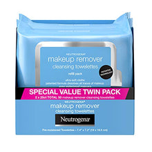 Load image into Gallery viewer, Neutrogena Makeup Remover Cleansing Face Wipes, Daily Cleansing Facial Towelettes to Remove Waterproof Makeup and Mascara, Alcohol-Free, Value Twin Pack, 25 count, 2 Pack