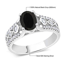Load image into Gallery viewer, Gem Stone King Sterling Silver Black Onyx Women's Engagement Ring 1.81 cttw Gemstone Birthstone (Size 7)