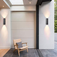 Load image into Gallery viewer, Wen long shop Nordic Waterproof Outdoor Wall lamp, LED Bedroom Bedside Aisle Double Wall Light, Modern Minimalist Style Aluminum Metal Wall Lamp,Black