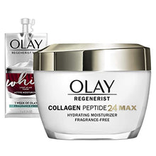 Load image into Gallery viewer, Olay Regenerist Collagen Peptide 24 MAX Hydrating Face Moisturizer, 1.7 oz + Whip Face Moisturizer Travel/Trial Size Gift Set, White
