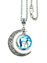 Load image into Gallery viewer, Jack and Sally Nightmare Before Christmas Moon Pendant Necklace, Earrings, Bracelet, Charms Gift (A)