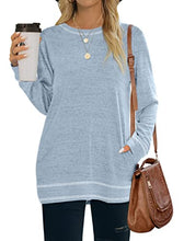 Load image into Gallery viewer, Tunic Sweatshirts for Women with Pockets Lightweight Sweaters Long Sleeve Cute Tops