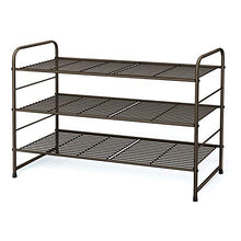Load image into Gallery viewer, Simple Trending 3-Tier Stackable Shoe Rack, Expandable & Adjustable Shoe Shelf Storage Organizer, Wire Grid, Bronze