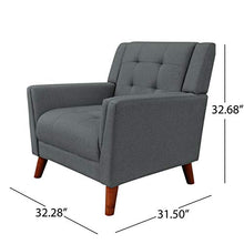 Load image into Gallery viewer, Christopher Knight Home Evelyn Mid Century Modern Fabric Arm Chair, Dark Gray, Walnut