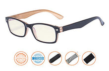 Load image into Gallery viewer, Blue Light Filter Eyeglasses,Reduce Eyestrain Readers,Anti Blue Rays,UV Protection,Computer Reading Glasses for Men Women(Black-Brown) +2.0