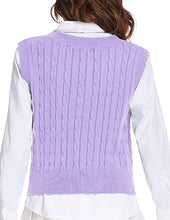 Load image into Gallery viewer, ELESOL Sleeveless Sweaters for Women Cropped Sweater Vests V Neck Cable Knit Tank Tops