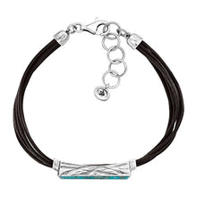 Load image into Gallery viewer, Silpada 'True Colors' Compressed Turquoise Link Bracelet in Genuine Leather and Sterling Silver, 7" + 1" Extender