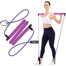 Load image into Gallery viewer, Viajero Pilates Bar Kit for Portable Home Gym Workout - 2 Latex Exercise Resistance Band - 3-Section Sticks - All-in-one Strength Weights Equipment for Body Fitness Squat Yoga with E-Book & Video