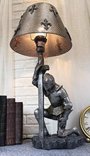 Load image into Gallery viewer, Ebros Gift The Accolade Medieval Kneeling Knight of Chivalry Suit of Armor Knighthood Ceremony Side Table Lamp Statue 22" Tall Renaissance Crusaders Decor Figurine Kings and Knights (2)