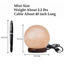 Load image into Gallery viewer, V.C.Formark USB Himalayan Salt Lamp Release Negative Ions for Office Home Deco Yoga Gift, Round Crystal Rock Hand Carved+Genuine Wood Base+Colors Changing Salt Lamp