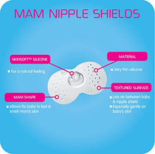 Load image into Gallery viewer, MAM Breastfeeding Nipple Shields with Sterilizing Storage Case, Nipple Shields for Nursing Newborn, Size 2 Large 23mm, 2-Count, Clear