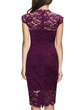 Load image into Gallery viewer, Miusol Women's Retro Floral Lace Slim Evening Cocktail Mini Dress (Small, A-Magenta)