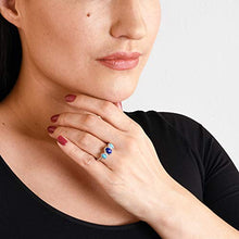 Load image into Gallery viewer, Carolyn Pollack Sterling Silver Turquoise and Blue Lapis Gemstone 3-Stone Ring Size 10