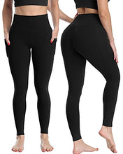 Load image into Gallery viewer, CHRLEISURE Leggings with Pockets for Women, High Waisted Tummy Control Workout Yoga Pants 3 Pack 2Black1Gray L