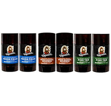 Load image into Gallery viewer, Dr. Squatch Men's Natural Deodorant 6-Pack Variety Bundle - Fresh Falls, Pine Tar, and Wood Barrel Bourbon - Odor-Squatching and Aluminum-Free, 2.65 oz., 6-Pack