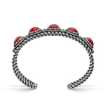 Load image into Gallery viewer, American West Sterling Silver Red Coral Gemstone 5-Stone Cuff Bracelet Size Medium