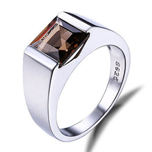 Load image into Gallery viewer, Jewelrypalace Men's Square 2.2ct Genuine Smoky Quartz Wedding Ring 925 Sterling Silver Size 10