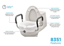 Load image into Gallery viewer, NOVA Medical Products NOVA Elevated Raised Toilet Seat with Removable, Adjustable Padded Arms, 20” Width Between Arms, Locking, Easy On and Off, for Standard and Elongated Toilets, White