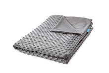 Load image into Gallery viewer, Snuggle Pro Premium Weighted Blanket Kids Set, 7lbs (41"x60", Gray), Breathable, Washable, Hypoallergenic & Heavy | Reversible Cooling Bamboo & Minky Dot Sensory Duvet Cover + Extra Gift