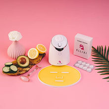 Load image into Gallery viewer, ELLIXI Automatic Face Mask Maker Machine Kit + FREE 40 Collagen Pills, DIY 5-min Fruit Beauty Facials at Home + Grade A Quality Real Rose Quartz Facial Roller (Step by Step Voice Prompts Version)