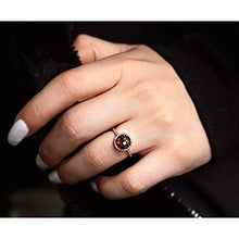 Load image into Gallery viewer, Kobelli Checkered Smokey Quartz Halo Rose Gold Ring - 4.0