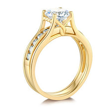 Load image into Gallery viewer, TWJC 14k Yellow Gold Solid Engagement Ring & Wedding Band Set - Size 7.5