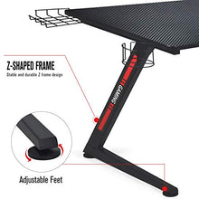 Load image into Gallery viewer, GTRACING Gaming Desk Computer Office PC Gamer Table Racing Style Professional Game Station Z-Shaped with Gaming Controller Tablet Stand & Cup Holder, Black