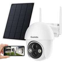Load image into Gallery viewer, Security Camera Wireless Outdoor,Pan-Tilt 2.4G WiFi Solar Security Camera,Battery Powered Surveillance Cameras for Home with Night Vision,2-Way Audio,Motion Detection,SD Card & Cloud Storage, Codnida