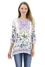 Load image into Gallery viewer, BENANCY Women's 3/4 Sleeve Boho Shirts Embroidered Peasant Top W/Flower M