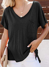 Load image into Gallery viewer, Uusollecy Womens Summer Tshirts Crewneck Short Sleeve Graphic Tee Shirts Loose Fit Ins Style Tees and Tops Black Small