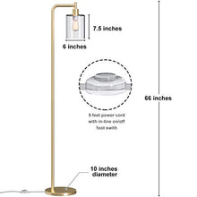 Load image into Gallery viewer, Addlon LED Floor Lamp, with Hanging Glass Lamp Shade and LED Bulb for Bedroom & Living Room, Modern Standing Industrial Lamp Tall Pole Lamp for Office, Brass Gold