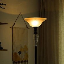 Load image into Gallery viewer, CO-Z Antique Bronze Torchiere Floor Lamp with Glass Shade, Tall Torch Lamp for Living Room Corner Bedroom Office, 71" Uplight Task Standing Lamp with LED Bulb, 3 Way Pole Floor Light