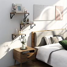 Load image into Gallery viewer, AMADA HOMEFURNISHING Floating Shelves Wall Mounted, Rustic Paulownia Wood Wall Shelves Set of 3 for Bedroom, Bathroom, Living Room, Kitchen, Office-AMFS02
