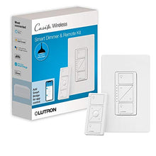 Load image into Gallery viewer, Lutron Caseta Wireless Smart Lighting Dimmer Switch and Remote Kit for Wall & Ceiling Lights, P-PKG1W-WH, White